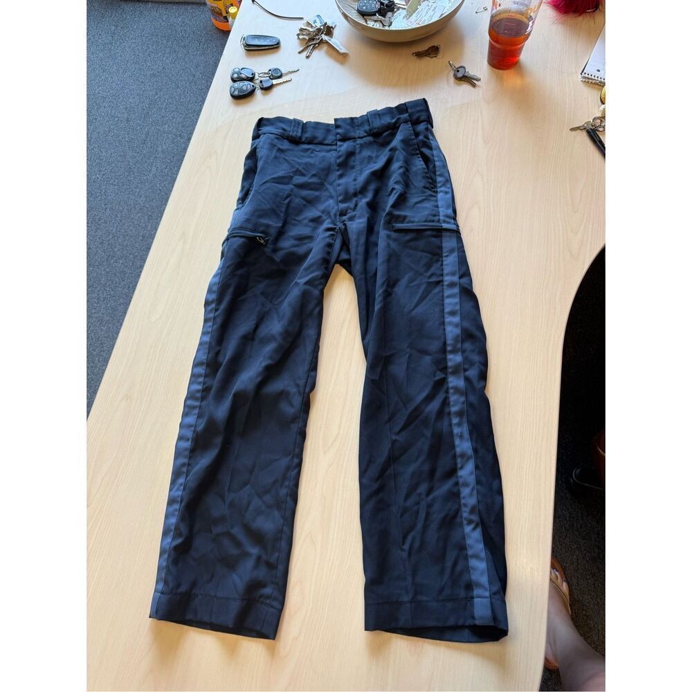 Spiewak Black w/ Gray Stripe Uniform Pants sz 28 EUC Just wribkled